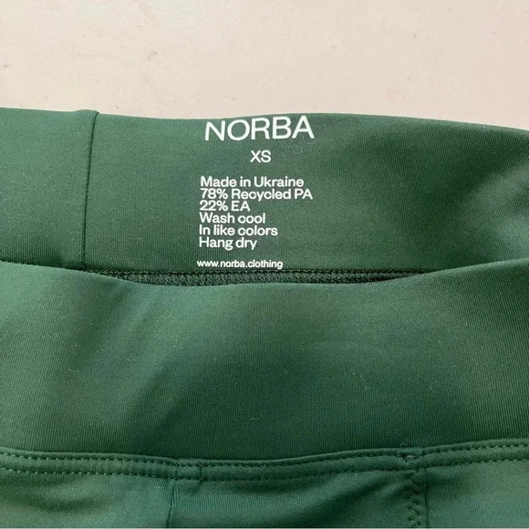 Norba Green Velour Stirrup Leggings Size XS Stretchy High Rise Green‎ - Picture 5 of 10